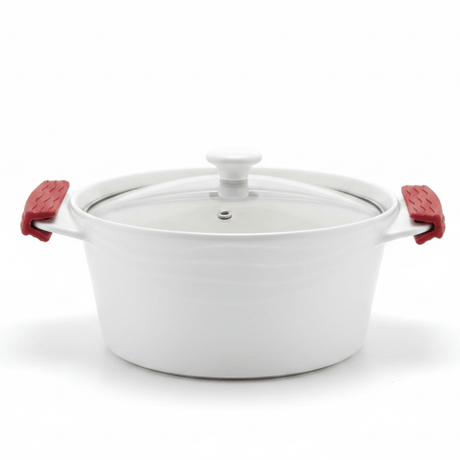 Luxehome Premium Round Ceramic Bakeware Dish with Glass Lid and Silicone Handles – Oven - Safe Cooking Dish (2.1 L) - Al Kabayel Discount CentreLuxehome Premium Round Ceramic Bakeware Dish with Glass Lid and Silicone Handles – Oven - Safe Cooking Dish (2.1 L)Roasting PansLUXEHOMEAl Kabayel Discount Centre