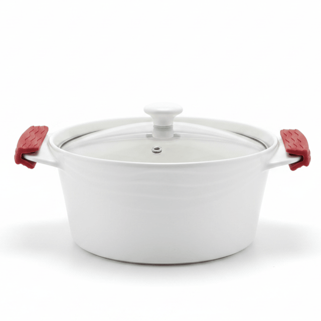 Luxehome Premium Round Ceramic Bakeware Dish with Glass Lid and Silicone Handles – Oven - Safe Cooking Dish (2.1 L) - Al Kabayel Discount CentreLuxehome Premium Round Ceramic Bakeware Dish with Glass Lid and Silicone Handles – Oven - Safe Cooking Dish (2.1 L)Roasting PansLUXEHOMEAl Kabayel Discount Centre