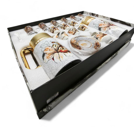 Luxury 27 - Piece Tea & Coffee Service Set – Classic Floral Design, Cups, Saucers and Flask - Al Kabayel Discount CentreLuxury 27 - Piece Tea & Coffee Service Set – Classic Floral Design, Cups, Saucers and FlaskThermosAKDCAl Kabayel Discount Centre