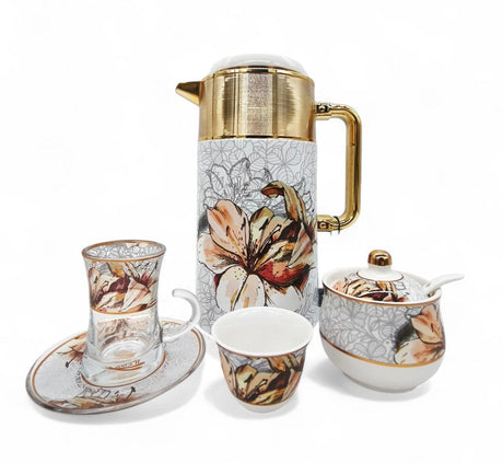 Luxury 27 - Piece Tea & Coffee Service Set – Classic Floral Design, Cups, Saucers and Flask - Al Kabayel Discount CentreLuxury 27 - Piece Tea & Coffee Service Set – Classic Floral Design, Cups, Saucers and FlaskThermosAKDCAl Kabayel Discount Centre