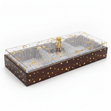 Luxury 3 - Piece Acrylic Candy Serving Bowl | Gold Leaf Resin Lid | Dark Mahogany Wooden Tray | 36×13 cm - Al Kabayel Discount CentreLuxury 3 - Piece Acrylic Candy Serving Bowl | Gold Leaf Resin Lid | Dark Mahogany Wooden Tray | 36×13 cmJars & Food SaversAKDCAl Kabayel Discount Centre
