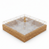 Luxury 4 - Piece Crystal Acrylic Candy Bowl Set with Gold Flake Lid & Square Wooden Tray | 24×24cm - Al Kabayel Discount CentreLuxury 4 - Piece Crystal Acrylic Candy Bowl Set with Gold Flake Lid & Square Wooden Tray | 24×24cmJars & Food SaversAKDCAl Kabayel Discount Centre