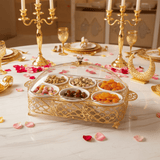 Luxury 6 - Section White Ceramic Candy Serving Bowl with Premium Gold Metal Holder & Decorative Lid for Chocolates Nuts Dates and Dry Fruits – Elegant Majlis Table Display Tray 40×27 cm - Al Kabayel Discount CentreLuxury 6 - Section White Ceramic Candy Serving Bowl with Premium Gold Metal Holder & Decorative Lid for Chocolates Nuts Dates and Dry Fruits – Elegant Majlis Table Display Tray 40×27 cmJars & Food SaversAKDCAl Kabayel Discount Centre
