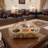Luxury 6 - Section White Ceramic Candy Serving Bowl with Premium Gold Metal Holder & Decorative Lid for Chocolates Nuts Dates and Dry Fruits – Elegant Majlis Table Display Tray 40×27 cm - Al Kabayel Discount CentreLuxury 6 - Section White Ceramic Candy Serving Bowl with Premium Gold Metal Holder & Decorative Lid for Chocolates Nuts Dates and Dry Fruits – Elegant Majlis Table Display Tray 40×27 cmJars & Food SaversAKDCAl Kabayel Discount Centre