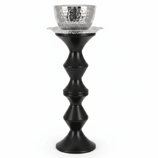 Luxury Arabic Mabkhara | Black & Silver Metal Incense Burner Stand | 40cm | Bakhoor & Oud Holder - Al Kabayel Discount CentreLuxury Arabic Mabkhara | Black & Silver Metal Incense Burner Stand | 40cm | Bakhoor & Oud HolderIncense BurnerAKDCAl Kabayel Discount Centre