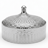 Luxury Ceramic Candy Bowl with Lid | Embossed Geometric Design | 23×7.5 cm | Gold & White,Silver & White | - Al Kabayel Discount CentreLuxury Ceramic Candy Bowl with Lid | Embossed Geometric Design | 23×7.5 cm | Gold & White,Silver & White |Jars & Food SaversAKDCAl Kabayel Discount Centre