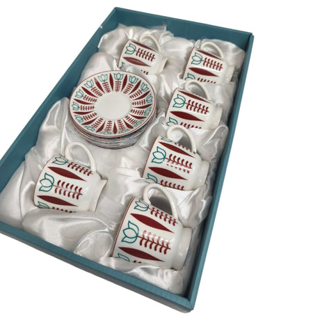 Luxury Ceramic Cup and Saucer 12Pcs Set 6 Cups With 6 Saucers - 120ML - White&Red - Al Kabayel Discount CentreLuxury Ceramic Cup and Saucer 12Pcs Set 6 Cups With 6 Saucers - 120ML - White&RedTea CupsLUXURYAl Kabayel Discount Centre