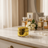 Luxury Embossed Glass & Plastic Jar — 8×6cm - Gold / Silver / Brown - Al Kabayel Discount CentreLuxury Embossed Glass & Plastic Jar — 8×6cm - Gold / Silver / BrownJars & Food SaversAKDCAl Kabayel Discount Centre