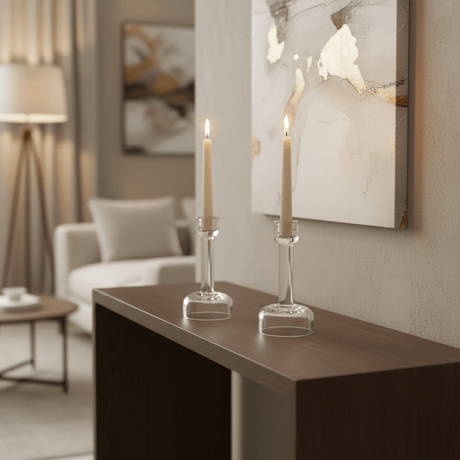 Luxury Glass Footed Decorative Candle Holder for Living Room and Table Styling – 15cm - Al Kabayel Discount CentreLuxury Glass Footed Decorative Candle Holder for Living Room and Table Styling – 15cmHome Décor AccentsAKDCAl Kabayel Discount Centre