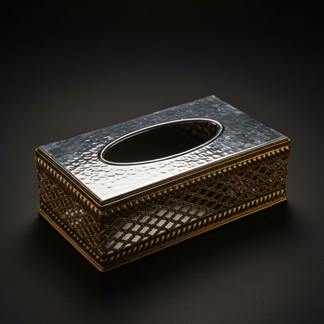 Luxury Gold & Silver Metal Tissue Box Holder with Elegant Decorative Pattern – Premium Tabletop Tissue Organizer 22×12 cm - Al Kabayel Discount CentreLuxury Gold & Silver Metal Tissue Box Holder with Elegant Decorative Pattern – Premium Tabletop Tissue Organizer 22×12 cmNapkin Holders & Tissue BoxAKDCAl Kabayel Discount Centre