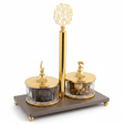 Luxury Majlis 2 - Section Glass Candy Serving Bowl with Brown Metal Stand & Premium Gold Lid – Elegant Dry Fruit and Chocolate Server 25×13 cm - Al Kabayel Discount CentreLuxury Majlis 2 - Section Glass Candy Serving Bowl with Brown Metal Stand & Premium Gold Lid – Elegant Dry Fruit and Chocolate Server 25×13 cmJars & Food SaversAKDCAl Kabayel Discount Centre