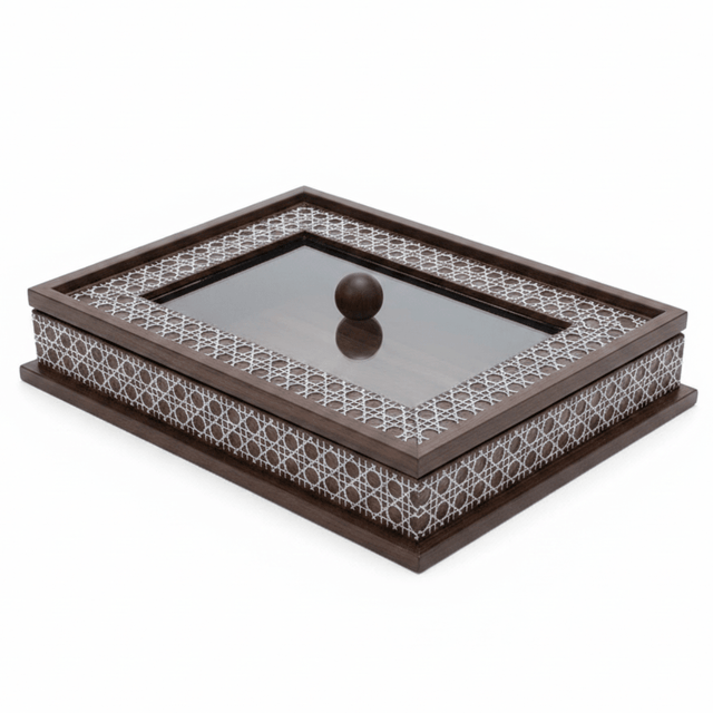 Luxury Rectangle Wooden Candy Box with Acrylic Mirrored Lid | Islamic Geometric Pattern | 32×22 cm - Al Kabayel Discount CentreLuxury Rectangle Wooden Candy Box with Acrylic Mirrored Lid | Islamic Geometric Pattern | 32×22 cmJars & Food SaversAKDCAl Kabayel Discount Centre