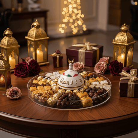 Luxury Round Acrylic Candy Display Tray with Elegant Clear Dome Cover – Premium Serving Platter for Sweets, Chocolates & Desserts – 30 cm - Al Kabayel Discount CentreLuxury Round Acrylic Candy Display Tray with Elegant Clear Dome Cover – Premium Serving Platter for Sweets, Chocolates & Desserts – 30 cmServing TraysAKDCAl Kabayel Discount Centre