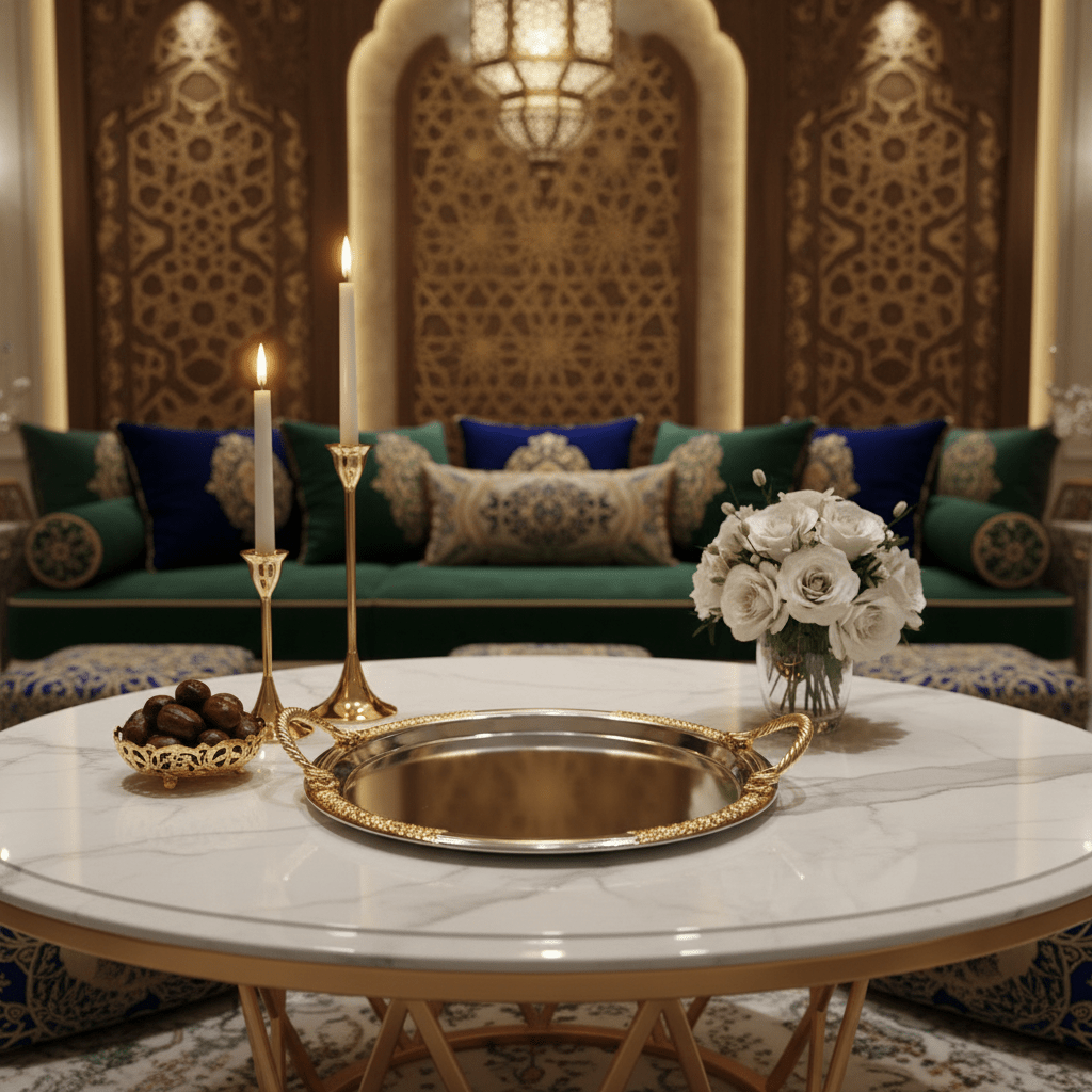 Luxury Round Silver Serving Tray with Gold Rope Handles — 30cm | Premium Arabic Hospitality Tableware - Al Kabayel Discount CentreLuxury Round Silver Serving Tray with Gold Rope Handles — 30cm | Premium Arabic Hospitality TablewareServing TraysAKDCAl Kabayel Discount Centre