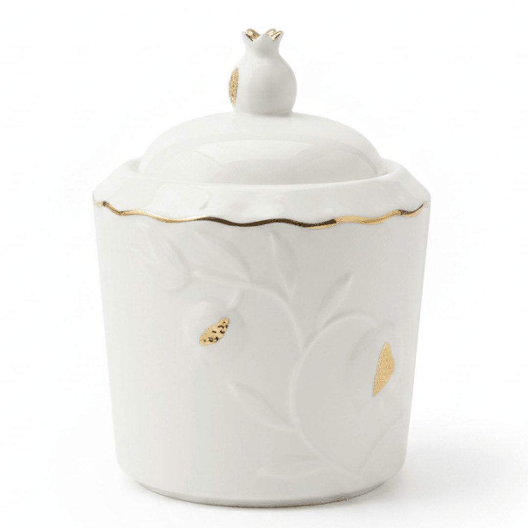Luxury White Ceramic Sugar Pot with Elegant Gold Trim Design and Fitted Lid – Compact Tabletop Storage Jar (10×8 cm) - Al Kabayel Discount CentreLuxury White Ceramic Sugar Pot with Elegant Gold Trim Design and Fitted Lid – Compact Tabletop Storage Jar (10×8 cm)Jars & Food SaversAKDCAl Kabayel Discount Centre