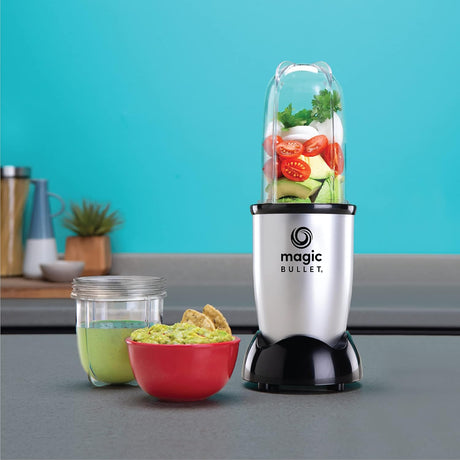 Magic Bullet 400 Watts, 9 Piece Set, Multi - Function High Speed Blender, Mixer System with Nutrient Extractor, Smoothie Maker, Silver - Al Kabayel Discount CentreMagic Bullet 400 Watts, 9 Piece Set, Multi - Function High Speed Blender, Mixer System with Nutrient Extractor, Smoothie Maker, SilverFood & Drink AppliancesMAGIC BULLETAl Kabayel Discount Centre