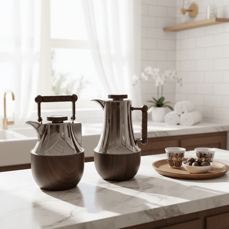 Mahra 1L Vacuum Flask Set – Dark Nickel with Wood Accent (2 Pieces) - Al Kabayel Discount CentreMahra 1L Vacuum Flask Set – Dark Nickel with Wood Accent (2 Pieces)ThermosMAHRAAl Kabayel Discount Centre