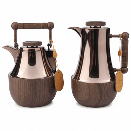 Mahra 1L Vacuum Flask Set – Red Coffee Finish with Wood Accent (2 Pieces) - Al Kabayel Discount CentreMahra 1L Vacuum Flask Set – Red Coffee Finish with Wood Accent (2 Pieces)ThermosMAHRAAl Kabayel Discount Centre