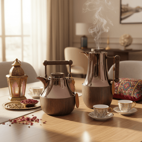 Mahra 1L Vacuum Flask Set – Red Coffee Finish with Wood Accent (2 Pieces) - Al Kabayel Discount CentreMahra 1L Vacuum Flask Set – Red Coffee Finish with Wood Accent (2 Pieces)ThermosMAHRAAl Kabayel Discount Centre