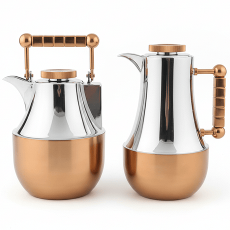 Mahra 1L Vacuum Flask Set – Silver Body with Matte Copper Finish (2 Pieces) - Al Kabayel Discount CentreMahra 1L Vacuum Flask Set – Silver Body with Matte Copper Finish (2 Pieces)ThermosMAHRAAl Kabayel Discount Centre