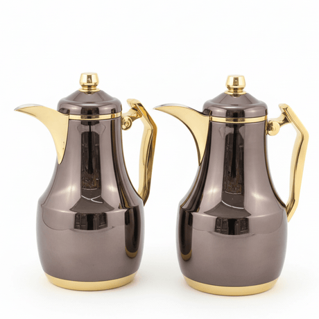 Mahra Brown & Gold Elegant Vacuum Flask Set, Durable Insulated Server for Tea, Coffee & Hot Drinks – 1L + 1L - Al Kabayel Discount CentreMahra Brown & Gold Elegant Vacuum Flask Set, Durable Insulated Server for Tea, Coffee & Hot Drinks – 1L + 1LThermosMAHRAAl Kabayel Discount Centre
