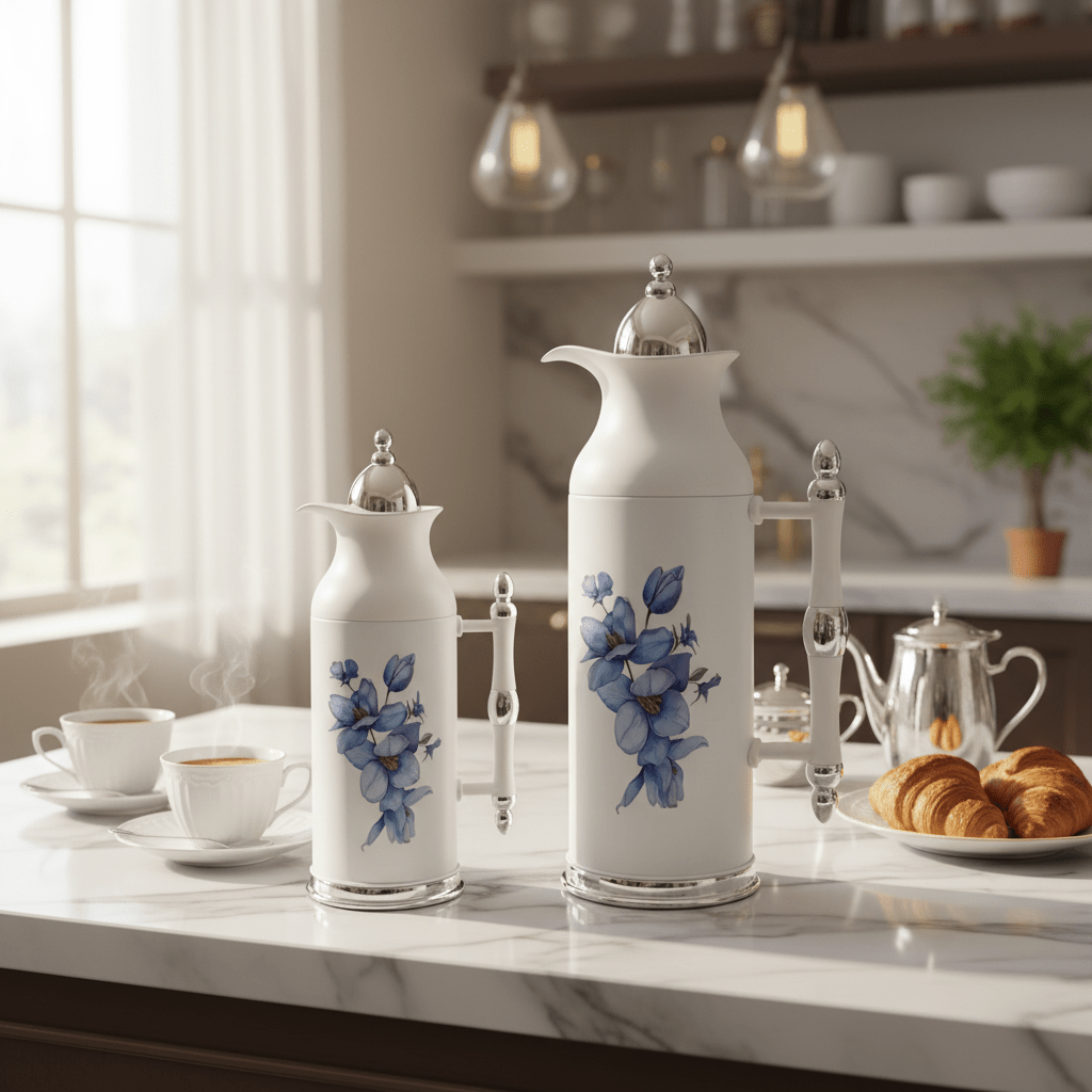 Mahra Elegant Vacuum Flask Set – 2 Pieces (0.7 & 1 Litre), White with Silver Accent - Al Kabayel Discount CentreMahra Elegant Vacuum Flask Set – 2 Pieces (0.7 & 1 Litre), White with Silver AccentThermosMAHRAAl Kabayel Discount Centre