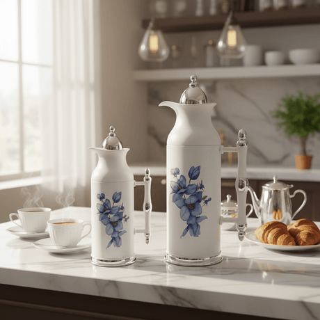 Mahra Elegant Vacuum Flask Set – 2 Pieces (0.7 & 1 Litre), White with Silver Accent - Al Kabayel Discount CentreMahra Elegant Vacuum Flask Set – 2 Pieces (0.7 & 1 Litre), White with Silver AccentThermosMAHRAAl Kabayel Discount Centre