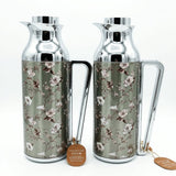 Mahra Floral Stainless Steel Vacuum Flask Set 1L + 1L – Silver Blossom – 2-Piece Thermos Set - Al Kabayel Discount CentreMahra Floral Stainless Steel Vacuum Flask Set 1L + 1L – Silver Blossom – 2-Piece Thermos SetThermosMAHRAAl Kabayel Discount Centre