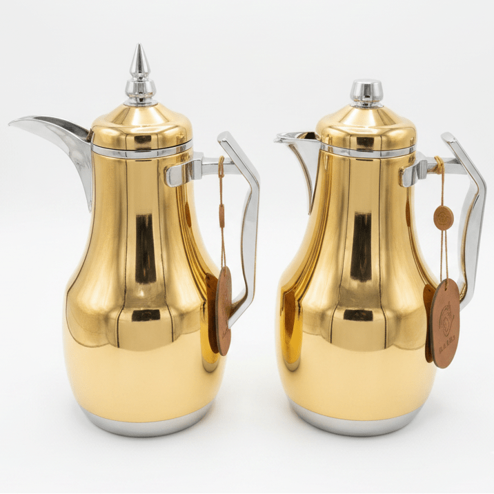 Mahra Luxury Gold & Silver Thermal Flask Set with Double Wall Insulation for Hot & Cold Beverages – 1L + 1L - Al Kabayel Discount CentreMahra Luxury Gold & Silver Thermal Flask Set with Double Wall Insulation for Hot & Cold Beverages – 1L + 1LThermosMAHRAAl Kabayel Discount Centre
