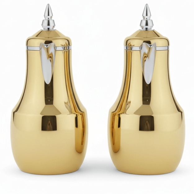 Mahra Luxury Gold & Silver Thermal Flask Set with Double Wall Insulation for Hot & Cold Beverages – 1L + 1L - Al Kabayel Discount CentreMahra Luxury Gold & Silver Thermal Flask Set with Double Wall Insulation for Hot & Cold Beverages – 1L + 1LThermosMAHRAAl Kabayel Discount Centre