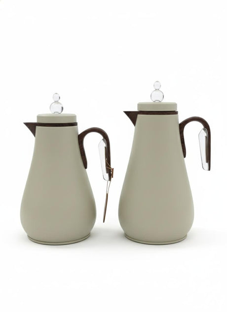 Mahra Premium Dual Vacuum Flask Set 1L + 0.7L – Elegant Cream Body with Wooden Brown Accents - Al Kabayel Discount CentreMahra Premium Dual Vacuum Flask Set 1L + 0.7L – Elegant Cream Body with Wooden Brown AccentsThermosMAHRAAl Kabayel Discount Centre