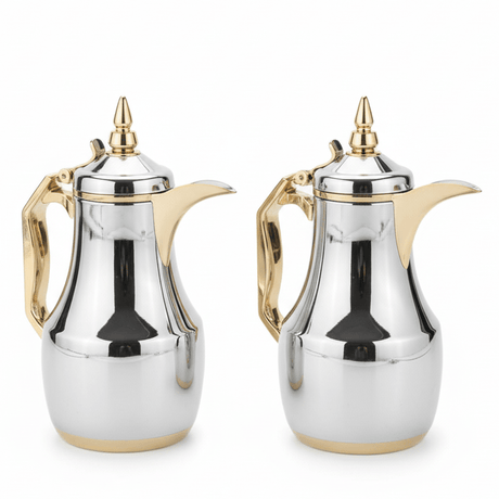 Mahra Silver & Gold Premium Thermal Flask Set, Double Wall Vacuum Insulation for Long - Lasting Temperature – 1L + 1L - Al Kabayel Discount CentreMahra Silver & Gold Premium Thermal Flask Set, Double Wall Vacuum Insulation for Long - Lasting Temperature – 1L + 1LThermosMAHRAAl Kabayel Discount Centre