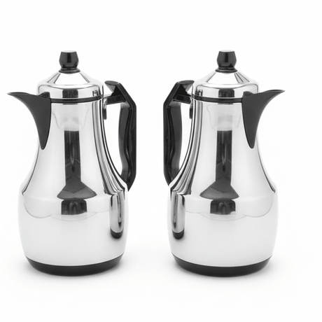 Mahra Silver Vacuum Flask Set with Black Finish, Double Wall Insulated Hot & Cold Beverage Container – 1L + 1L - Al Kabayel Discount CentreMahra Silver Vacuum Flask Set with Black Finish, Double Wall Insulated Hot & Cold Beverage Container – 1L + 1LThermosMAHRAAl Kabayel Discount Centre