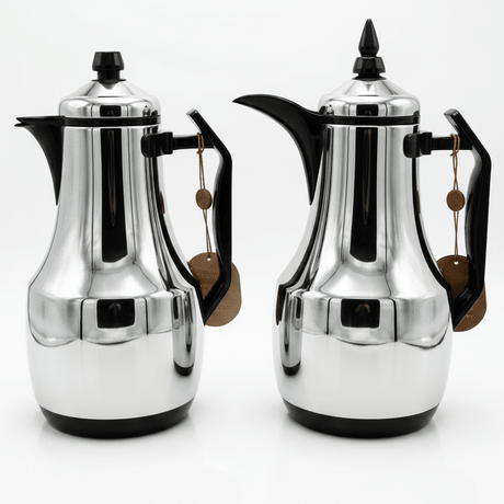 Mahra Silver Vacuum Flask Set with Black Finish, Double Wall Insulated Hot & Cold Beverage Container – 1L + 1L - Al Kabayel Discount CentreMahra Silver Vacuum Flask Set with Black Finish, Double Wall Insulated Hot & Cold Beverage Container – 1L + 1LThermosMAHRAAl Kabayel Discount Centre