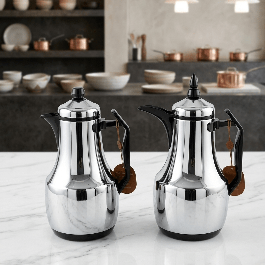 Mahra Silver Vacuum Flask Set with Black Finish, Double Wall Insulated Hot & Cold Beverage Container – 1L + 1L - Al Kabayel Discount CentreMahra Silver Vacuum Flask Set with Black Finish, Double Wall Insulated Hot & Cold Beverage Container – 1L + 1LThermosMAHRAAl Kabayel Discount Centre