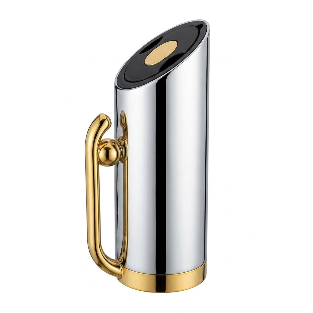 Mahra Stainless Steel Vacuum Flask – 0.8 Ltr – Silver & Gold - Al Kabayel Discount CentreMahra Stainless Steel Vacuum Flask – 0.8 Ltr – Silver & GoldThermosMAHRAAl Kabayel Discount Centre