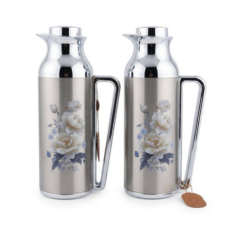 Mahra Stainless Steel Vacuum Flask 1L + 1L Set of 2 – Floral Edition - Al Kabayel Discount CentreMahra Stainless Steel Vacuum Flask 1L + 1L Set of 2 – Floral EditionThermosMAHRAAl Kabayel Discount Centre