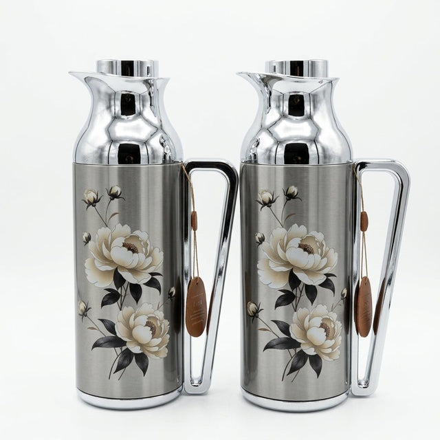 Mahra Stainless Steel Vacuum Flask Set 1L + 1L – Floral Edition (Set of 2) - Al Kabayel Discount CentreMahra Stainless Steel Vacuum Flask Set 1L + 1L – Floral Edition (Set of 2)ThermosMAHRAAl Kabayel Discount Centre