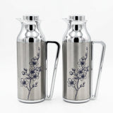 Mahra Stainless Steel Vacuum Flask Set of 2 – 1L + 1L – Floral Engraved Thermal Carafe - Al Kabayel Discount CentreMahra Stainless Steel Vacuum Flask Set of 2 – 1L + 1L – Floral Engraved Thermal CarafeThermosMAHRAAl Kabayel Discount Centre