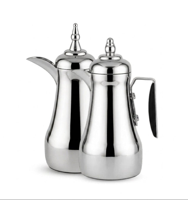 Mahra Vacuum Flask Set 1L + 1L Nickel Silver with Black Handle - Al Kabayel Discount CentreMahra Vacuum Flask Set 1L + 1L Nickel Silver with Black HandleTheromesMAHRAAl Kabayel Discount Centre