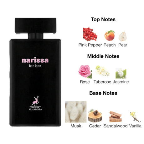 Maison Alhambra Narissa For Her EDP - 100ml - Al Kabayel Discount CentreMaison Alhambra Narissa For Her EDP - 100mlPerfumesMAISON ALHAMBRAAl Kabayel Discount Centre
