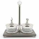 Majlis Style 2 - Section Glass Candy Bowl with Grey Metal Stand & Elegant Silver Lid – Decorative Serving Dish for Sweets Chocolates and Nuts 25×13 cm - Al Kabayel Discount CentreMajlis Style 2 - Section Glass Candy Bowl with Grey Metal Stand & Elegant Silver Lid – Decorative Serving Dish for Sweets Chocolates and Nuts 25×13 cmJars & Food SaversAKDCAl Kabayel Discount Centre