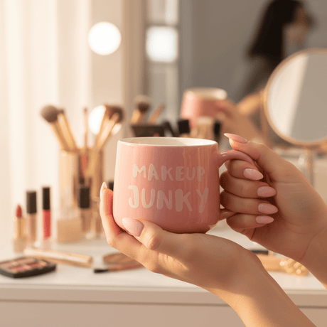 Makeup Junky Pink Ceramic Mug with 3D Lipstick Surprise — 400ml - Al Kabayel Discount CentreMakeup Junky Pink Ceramic Mug with 3D Lipstick Surprise — 400mlMugsAKDCAl Kabayel Discount Centre