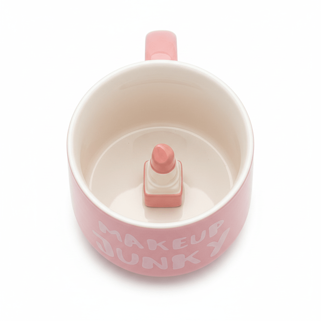 Makeup Junky Pink Ceramic Mug with 3D Lipstick Surprise — 400ml - Al Kabayel Discount CentreMakeup Junky Pink Ceramic Mug with 3D Lipstick Surprise — 400mlMugsAKDCAl Kabayel Discount Centre