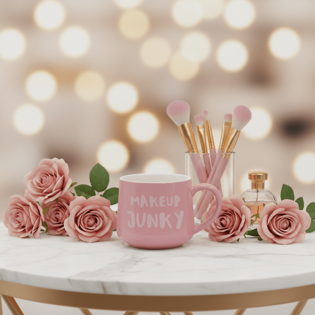 Makeup Junky Pink Ceramic Mug with 3D Lipstick Surprise — 400ml - Al Kabayel Discount CentreMakeup Junky Pink Ceramic Mug with 3D Lipstick Surprise — 400mlMugsAKDCAl Kabayel Discount Centre