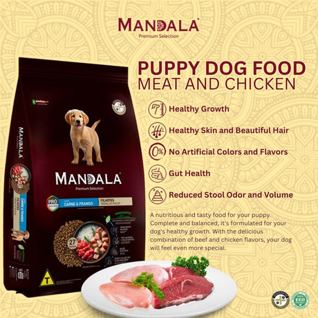 Mandala Premium Dry Dog Food, Beef & Chicken Recipe, All Breeds Puppies Dogs, 1kg - Al Kabayel Discount CentreMandala Premium Dry Dog Food, Beef & Chicken Recipe, All Breeds Puppies Dogs, 1kgPet SuppliesMANDALAAl Kabayel Discount Centre