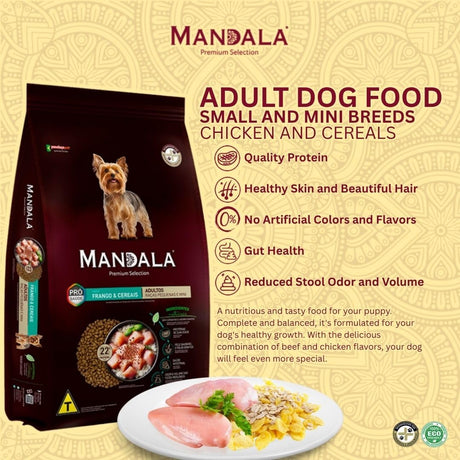 Mandala Premium Dry Dog Food, Chicken & Cereals Recipe, Adult Small & Miniature Breeds, 1kg - Al Kabayel Discount CentreMandala Premium Dry Dog Food, Chicken & Cereals Recipe, Adult Small & Miniature Breeds, 1kgPet SuppliesMANDALAAl Kabayel Discount Centre