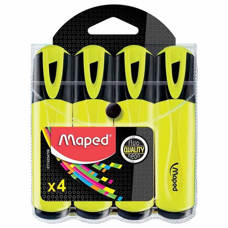 Maped 4pcs Highlighter, Fluo Quality, Fluorescent Yellow - Al Kabayel Discount CentreMaped 4pcs Highlighter, Fluo Quality, Fluorescent YellowPens, Pencils & MarkersMAPEDAl Kabayel Discount Centre
