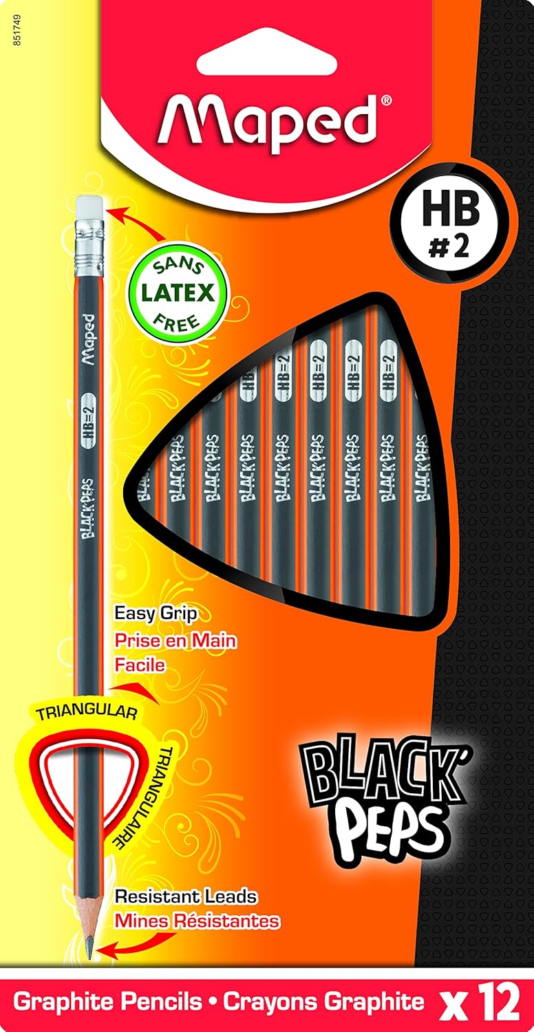 Maped Black'Peps HB 2 Graphite Pencils with Eraser Tip – Pack of 12 - Al Kabayel Discount CentreMaped Black'Peps HB 2 Graphite Pencils with Eraser Tip – Pack of 12Pens, Pencils & MarkersMAPEDAl Kabayel Discount Centre