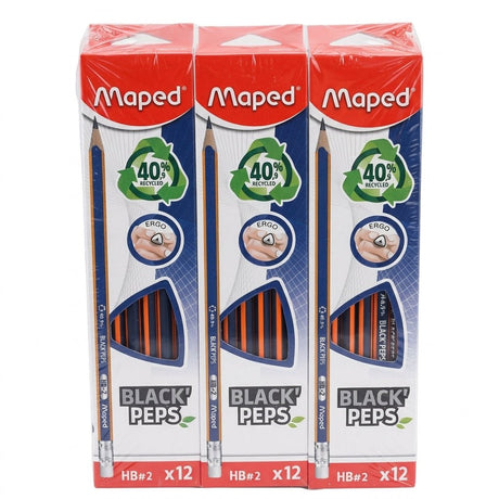 Maped Black'Peps HB2 Pencils – Pack of 36 (3 × 12) - Al Kabayel Discount CentreMaped Black'Peps HB2 Pencils – Pack of 36 (3 × 12)Pens, Pencils & MarkersMAPEDAl Kabayel Discount Centre